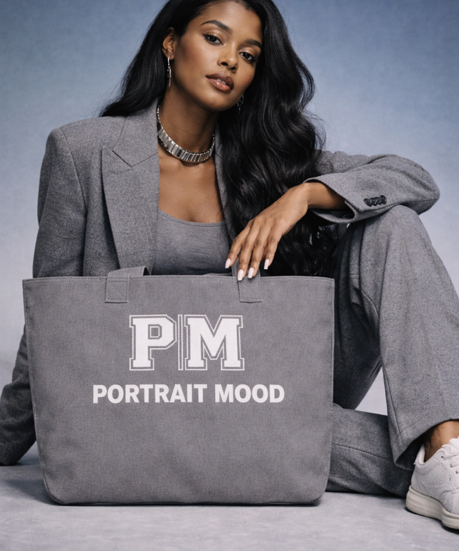 The P|M Studio Varsity Tote - Charcoal Edition