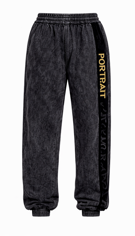 The P|M Studio Acid-Wash Denim Jogger - Noir & Gold Edition