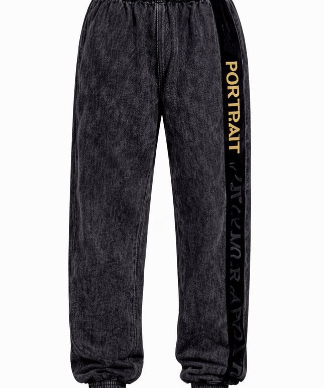 The P|M Studio Acid-Wash Denim Jogger - Noir & Gold Edition