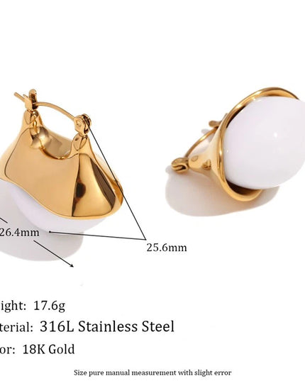 Aurora Pearl Hoops – Sculpted Elegance in Gold & White