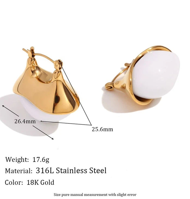 Aurora Pearl Hoops – Sculpted Elegance in Gold & White