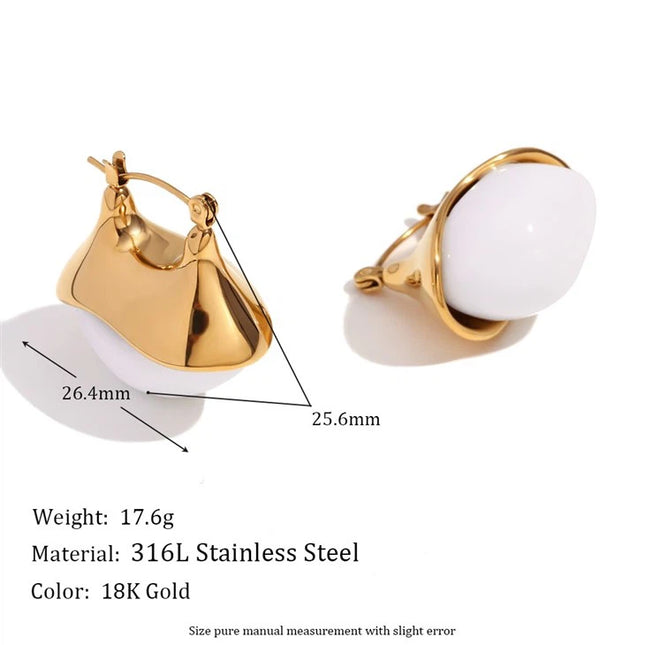 Aurora Pearl Hoops – Sculpted Elegance in Gold & White