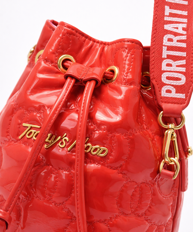 The P|M Aura Quilted Bucket - Cherry Patent Today's Mood Edition