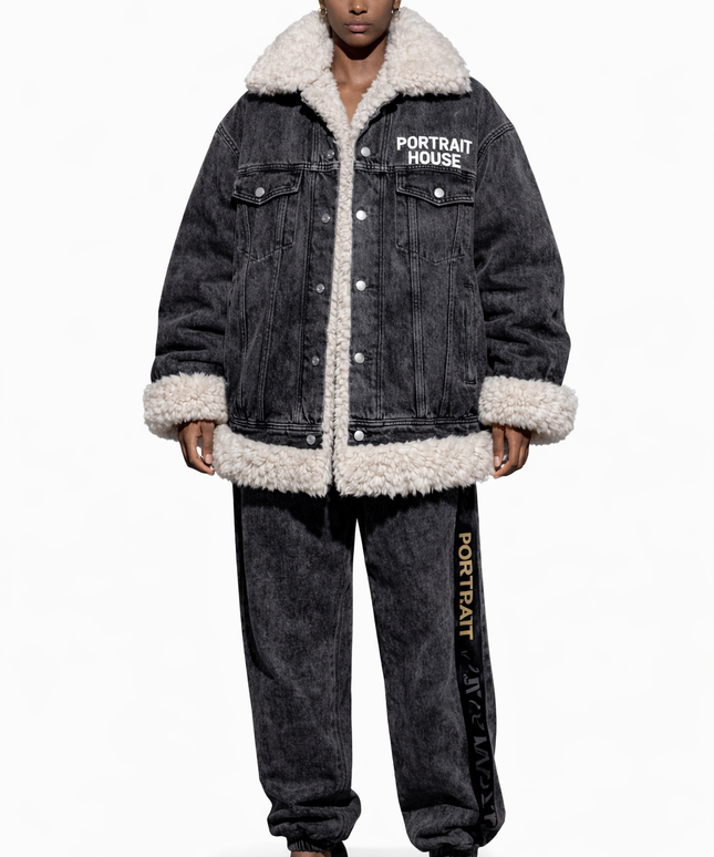 The P|M PORTRAIT HOUSE Sherpa Denim Jacket - Vintage Charcoal Edition
