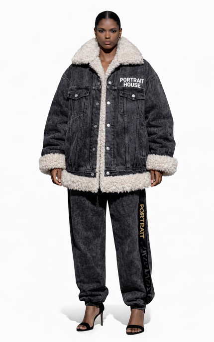 The P|M Studio Acid-Wash Denim Jogger - Noir & Gold Edition