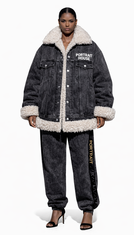 The P|M Studio Acid-Wash Denim Jogger - Noir & Gold Edition