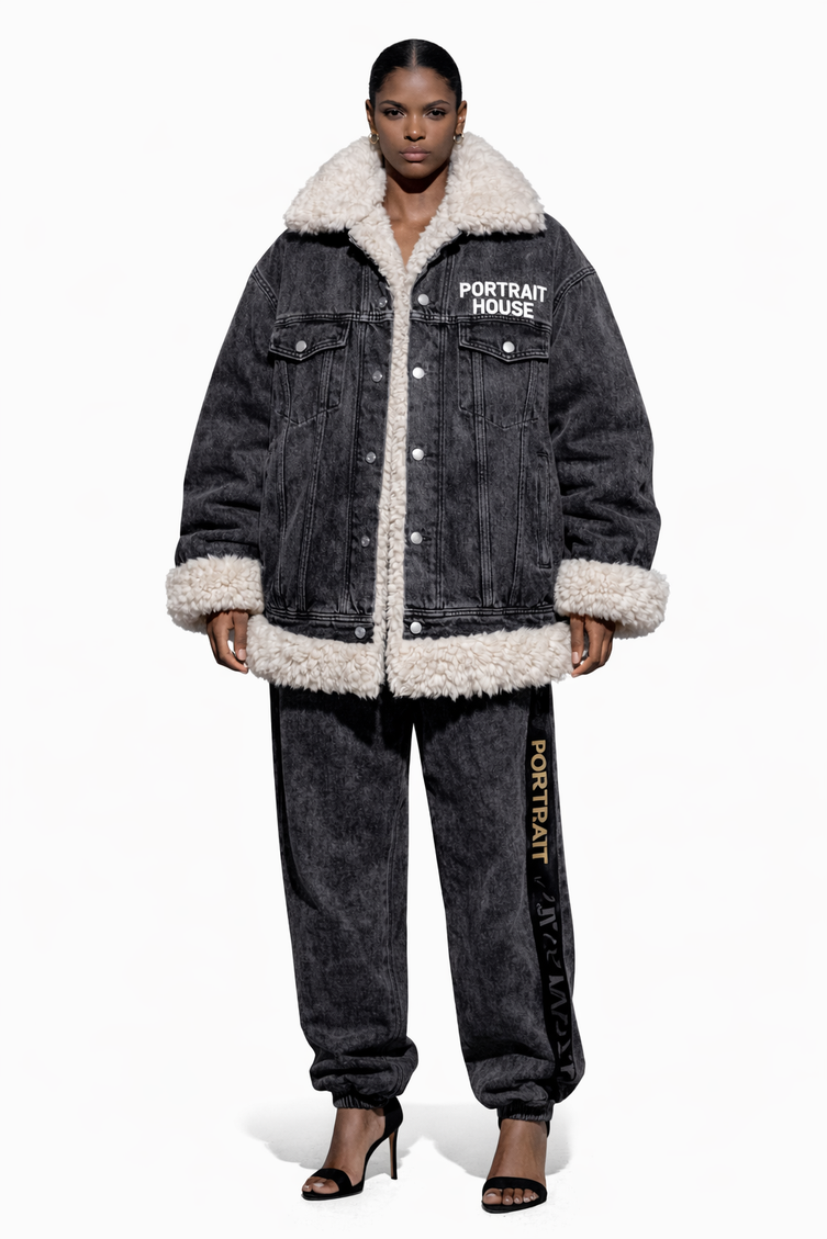 The P|M Studio Acid-Wash Denim Jogger - Noir & Gold Edition